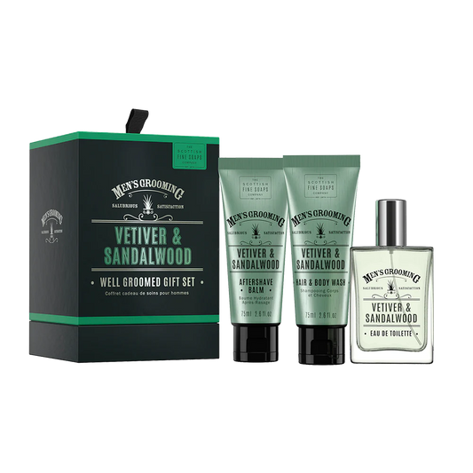 Scottish Fine Soaps Mens Vetiver & Sandalwood Groom Set - McCartans Pharmacy