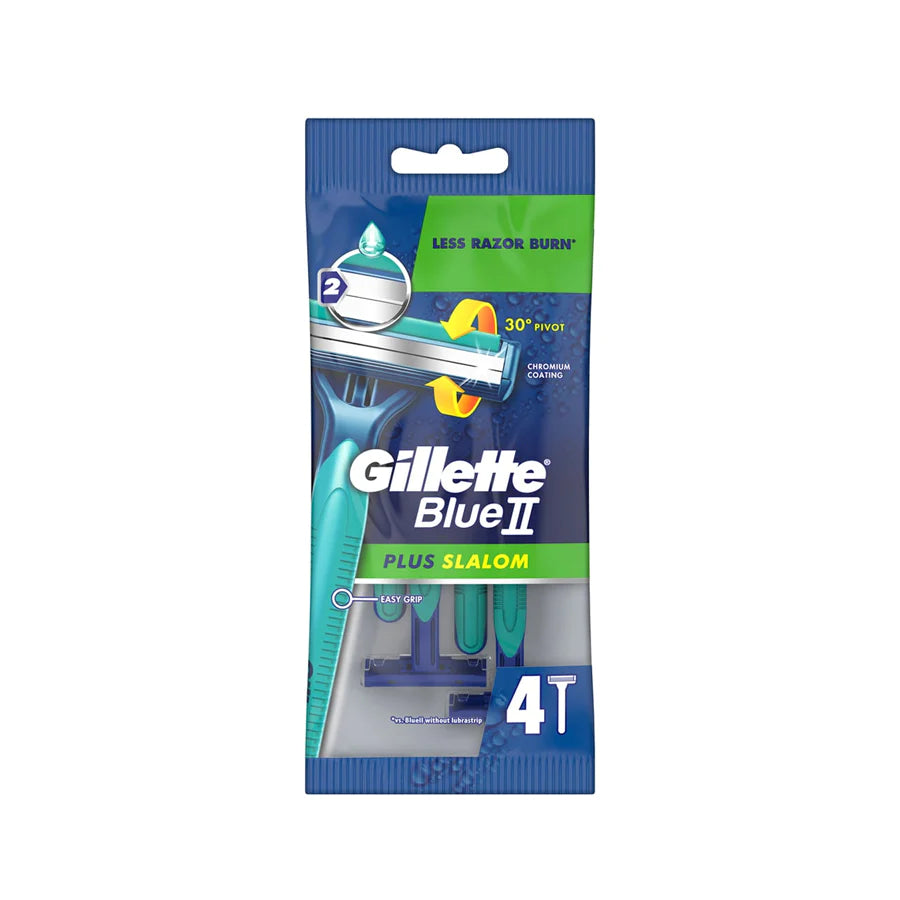 Gillette Blue II Plus Slalom Disposable Razors (4 Pack) - McCartans Pharmacy